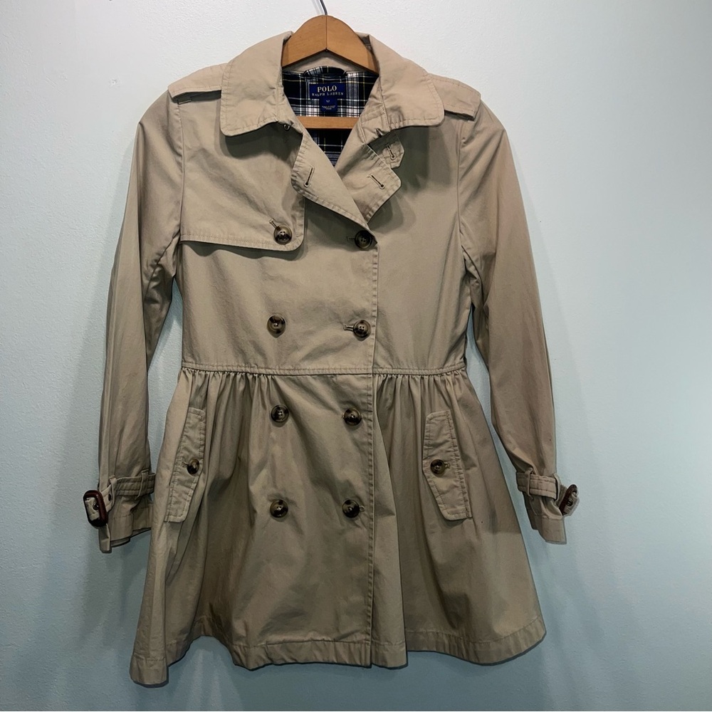 Polo Ralph Lauren Girls Cotton Trench Coat Girls Size 12 Fit and Flare - No Belt